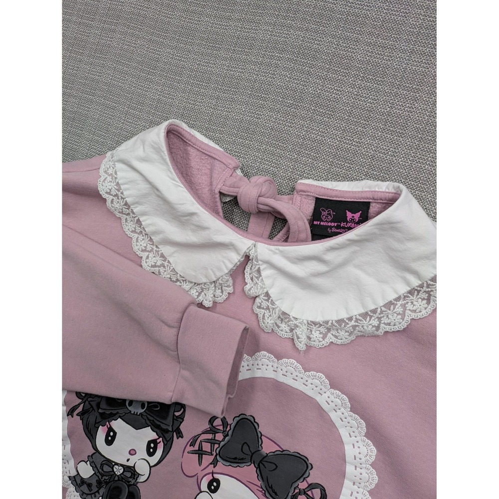 My Melody Kuromi Sweatshirt Juniors 1 Pink Sanrio Lace Collar Kawaii Heart